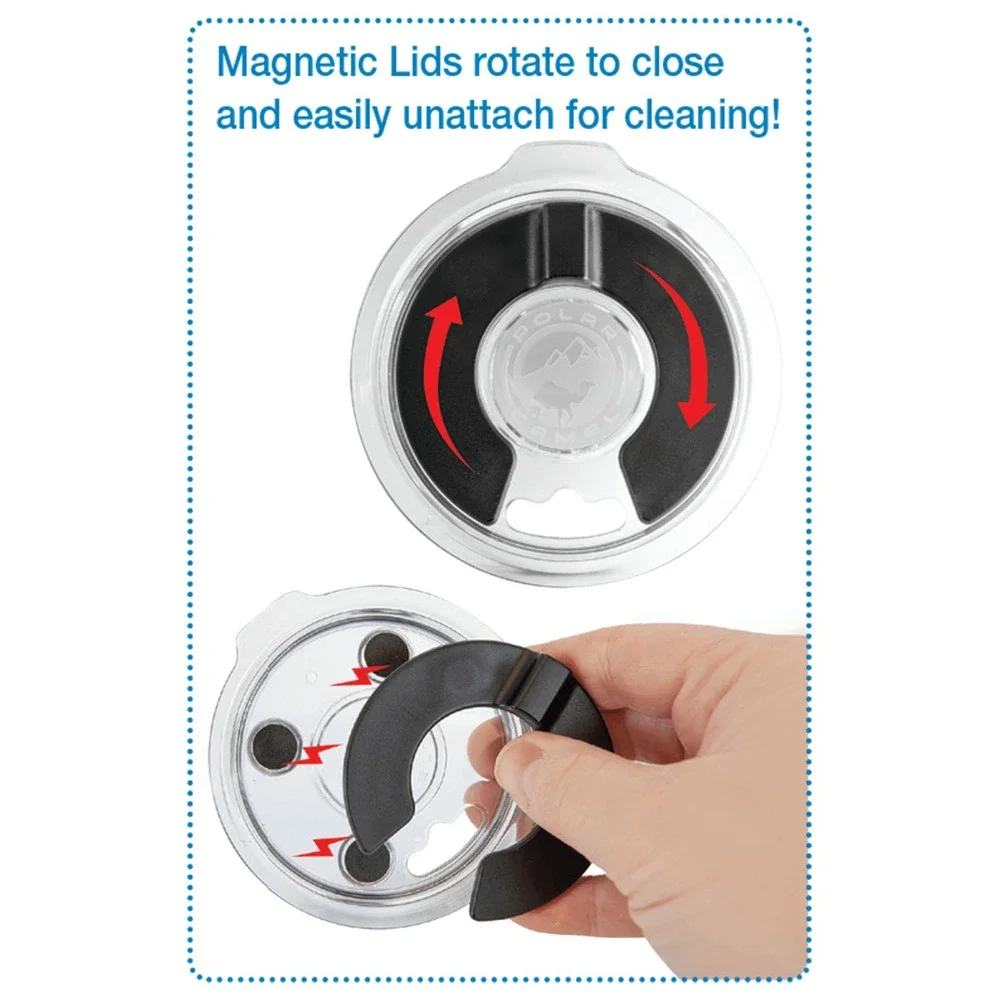 Polar Camel 30oz Tumbler Replacement Lid Set 4-Pack Slide Magnet Straw Flip